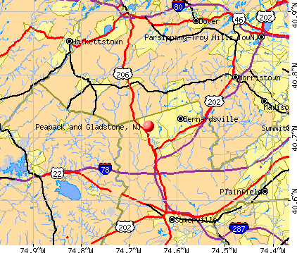 Peapack and Gladstone, NJ map