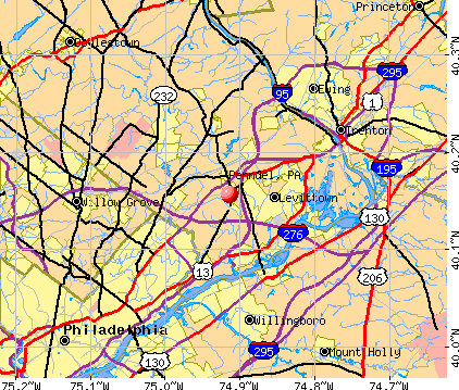 Penndel, PA map