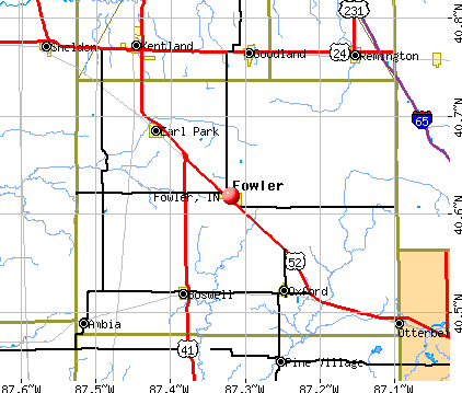 Fowler, IN map