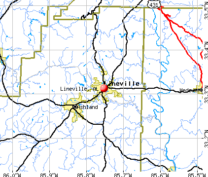 Lineville, AL map