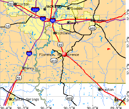 Florence, MS map