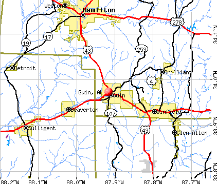 Guin, AL map