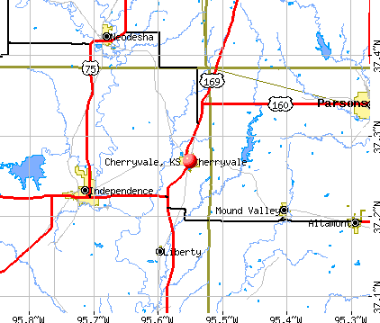 Cherryvale, KS map