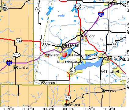 Delavan Lake, WI map