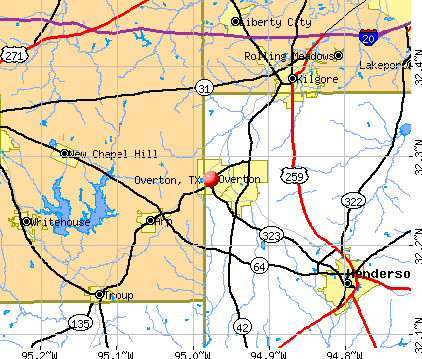 Overton, TX map