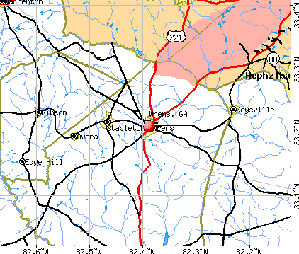 Wrens, GA map