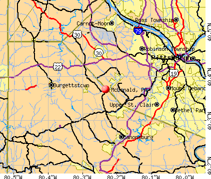 McDonald, PA map