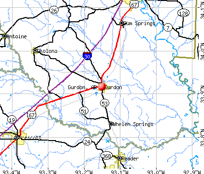 Gurdon, AR map