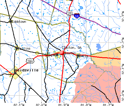Claxton, GA map