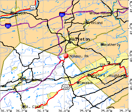 McAdoo, PA map