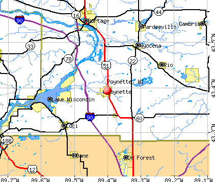 Poynette, WI map