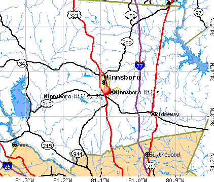 Winnsboro Mills, SC map