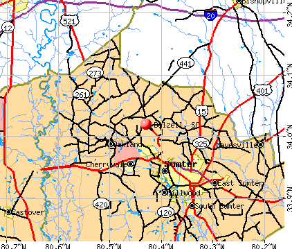 Dalzell, SC map