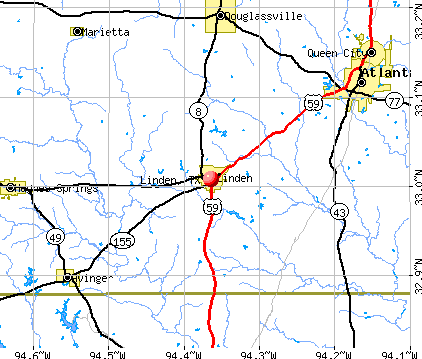 Linden, TX map