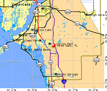 Three Oaks, FL map