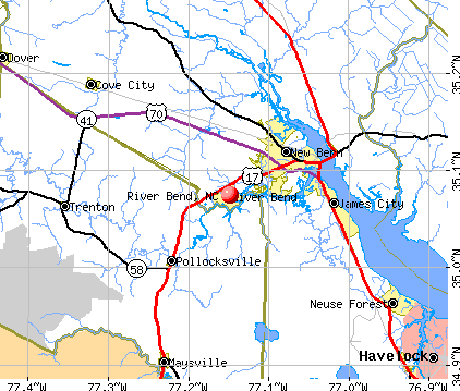 River Bend, NC map