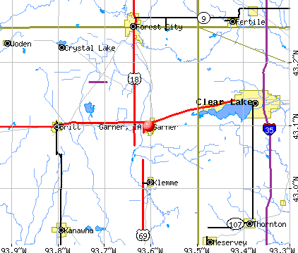 Garner, IA map