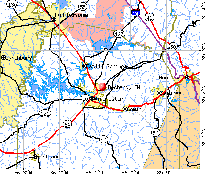 Decherd, TN map