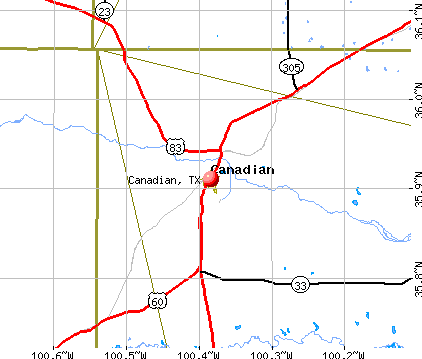 Canadian, TX map