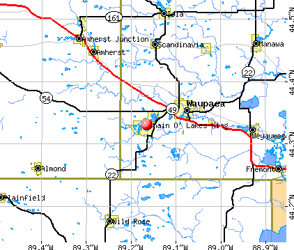 Chain O' Lakes-King, WI map