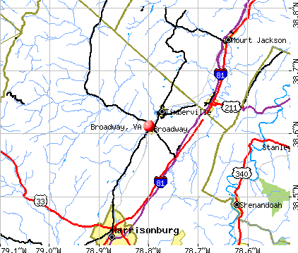 Broadway, VA map