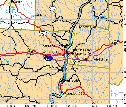 Bridgeport, OH map