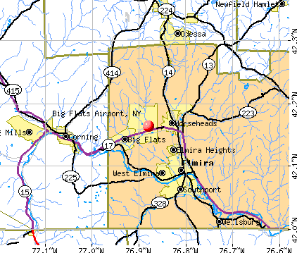 Big Flats Airport, NY map