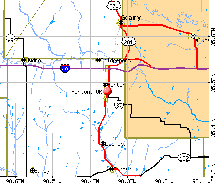 Hinton, OK map