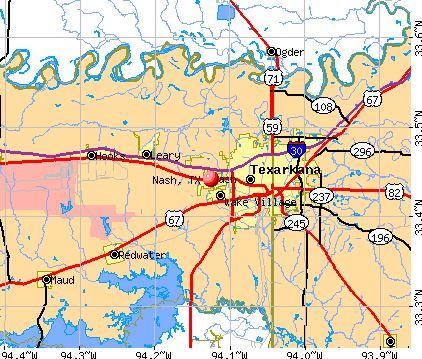 Nash, TX map