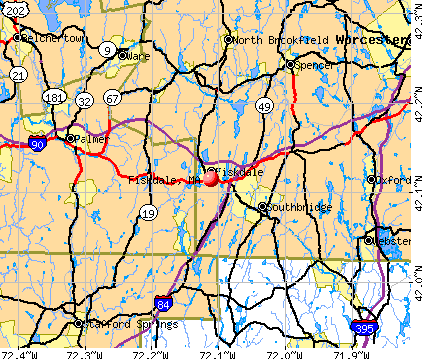 Fiskdale, MA map