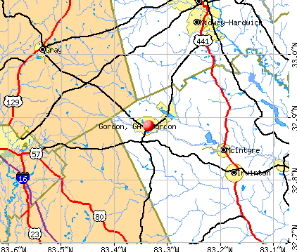 Gordon, GA map