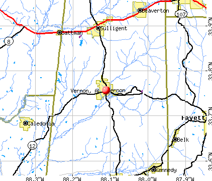 Vernon, AL map