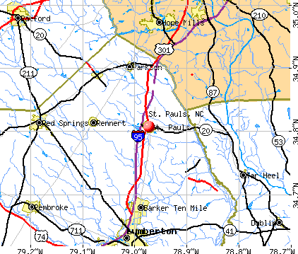 St. Pauls, NC map