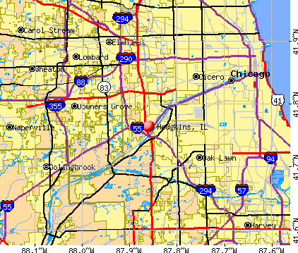 Hodgkins, IL map