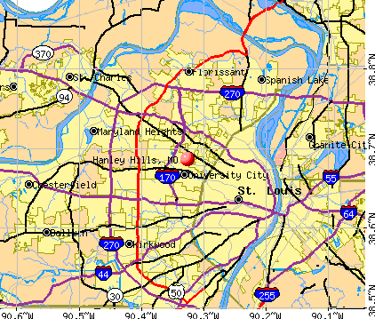 Hanley Hills, MO map