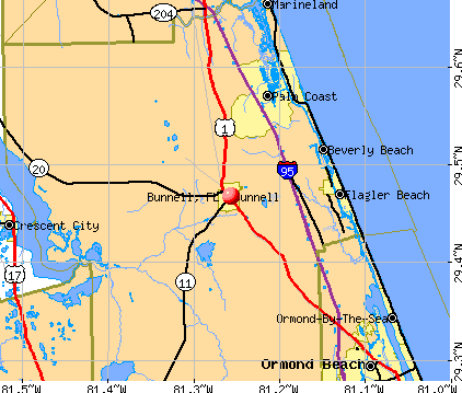 Bunnell, FL map