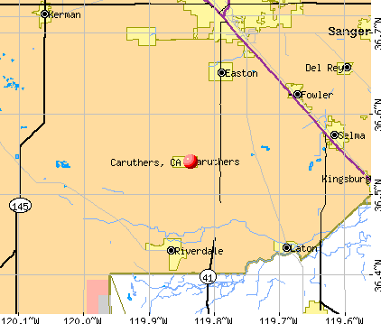 Caruthers, CA map