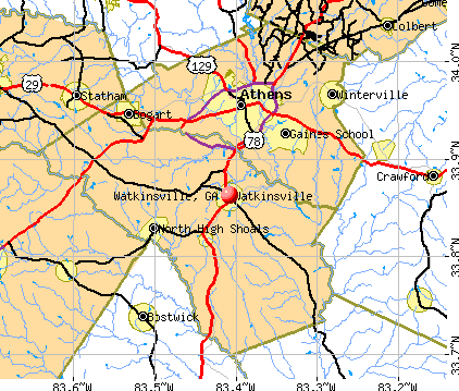 Watkinsville, GA map