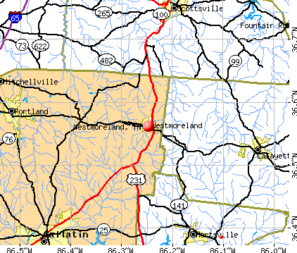 Westmoreland, TN map