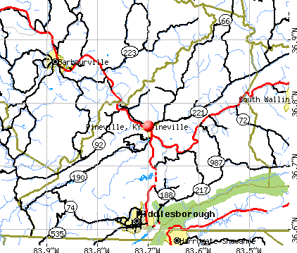 Pineville, KY map
