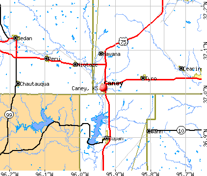 Caney, KS map