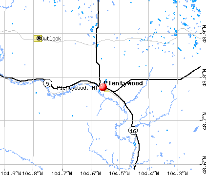 Plentywood, MT map
