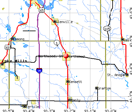 Northwood, IA map
