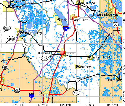 Bushnell, FL map