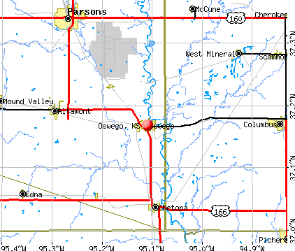 Oswego, KS map
