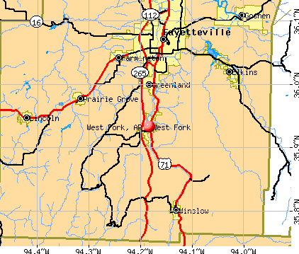 West Fork, AR map