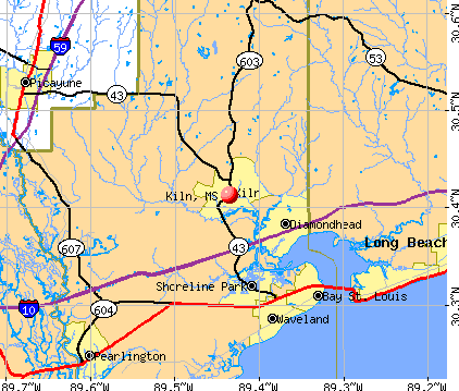 Kiln, MS map
