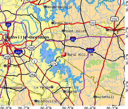 Rural Hill, TN map