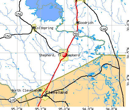 Shepherd, TX map