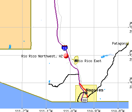 Rio Rico Northwest, AZ map
